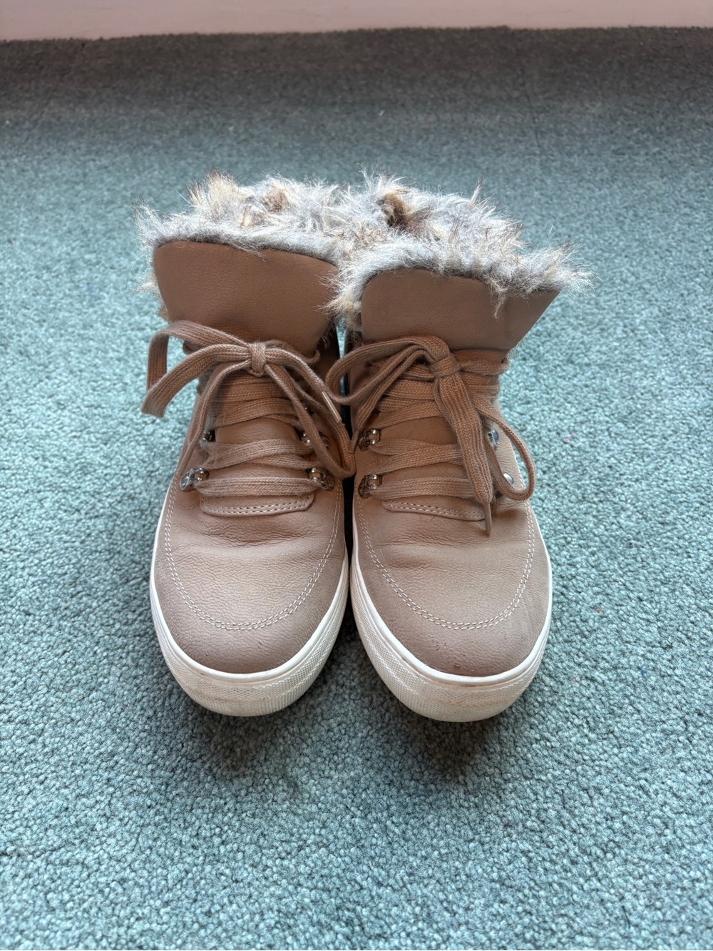 Soda Tan Faux-Fur Lined Lace-Up Winter Boots